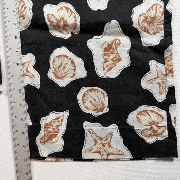 Nicole Miller New York Linen Shell Print Wide Leg Pants | Coastal Resort | M - Picture 7 of 10